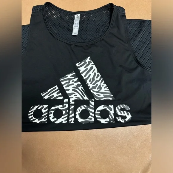 Adidas Tank Top black Racerback Mesh-Back Women's Athletic Gym - Picture 4 of 4